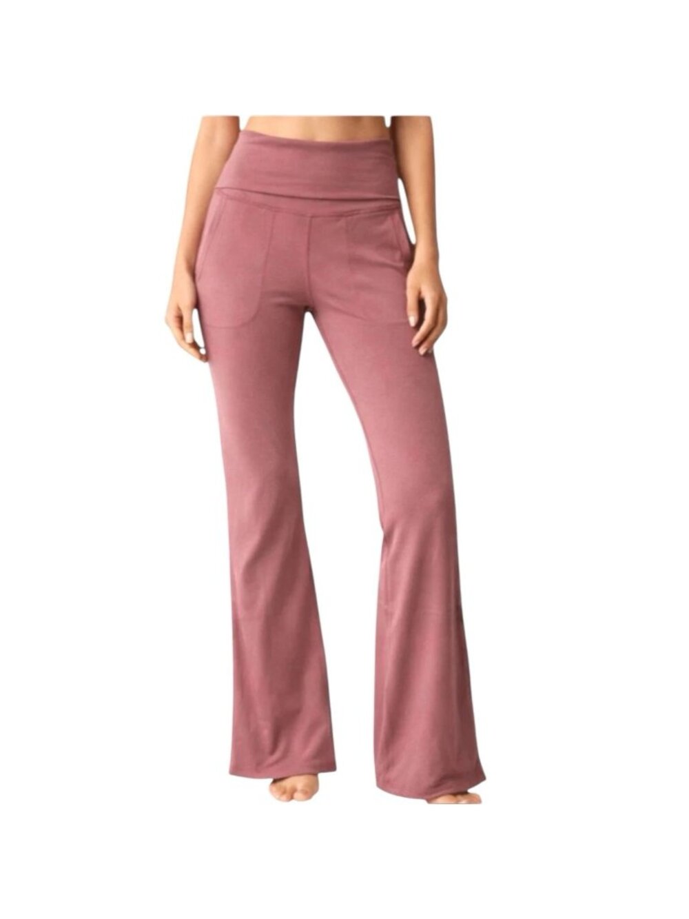 Halara High Waisted Fold Over High Rise Flared Leggings Athleisure Mauve Size XS